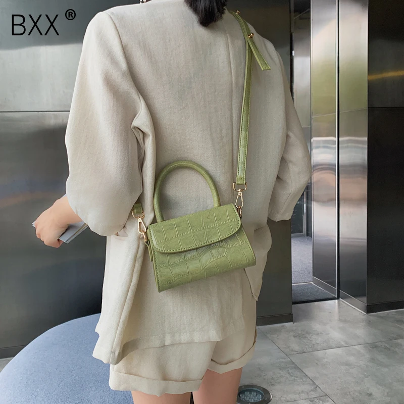 

[BXX] 2020 Crocodile Pattern Women's Handbag Flap Bag Designer Shoulder Crossbody Bag High Quality Evening Clutch Purse HE412