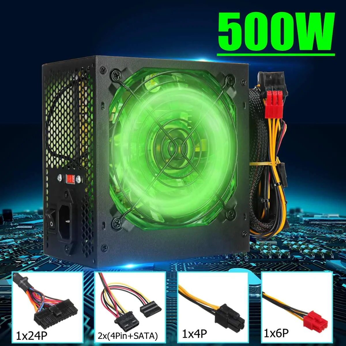 ماكس 500 W إمدادات الطاقة 120 مللي متر LED مروحة 24 دبوس PCI SATA ATX 12 V PC وحدة إمداد الطاقة للكمبيوتر لسطح المكتب