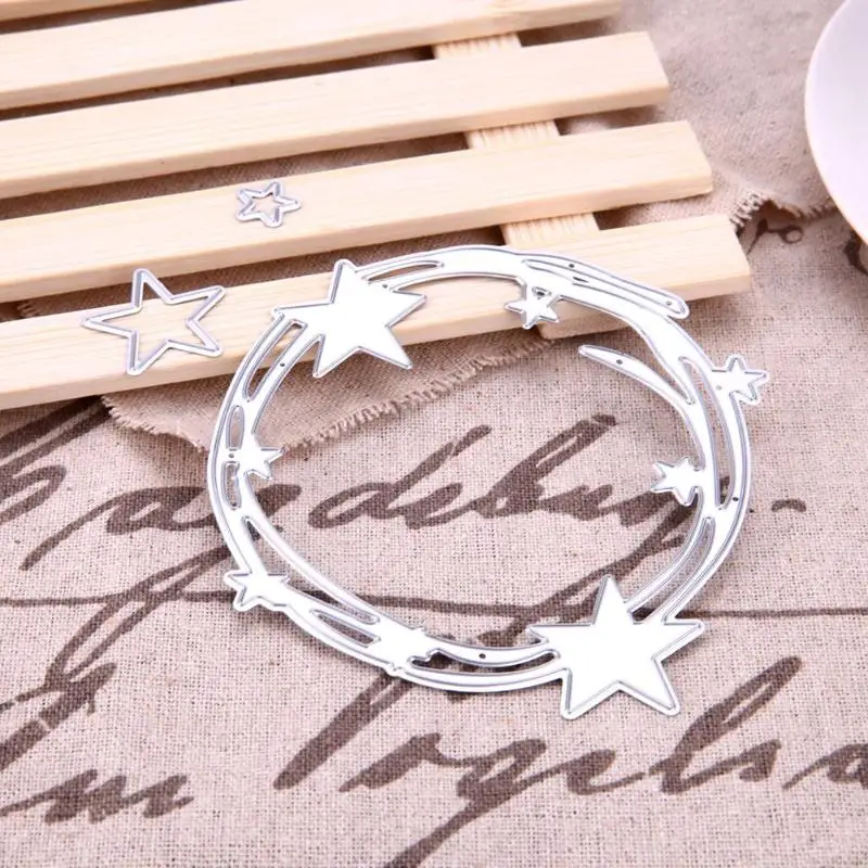 

3Pcs Cutting Pressing Crafts Scrapbooking Die Metal Star Circle Cutting Dies Stars Carbon Steel Stencil For Walls Silver Gray