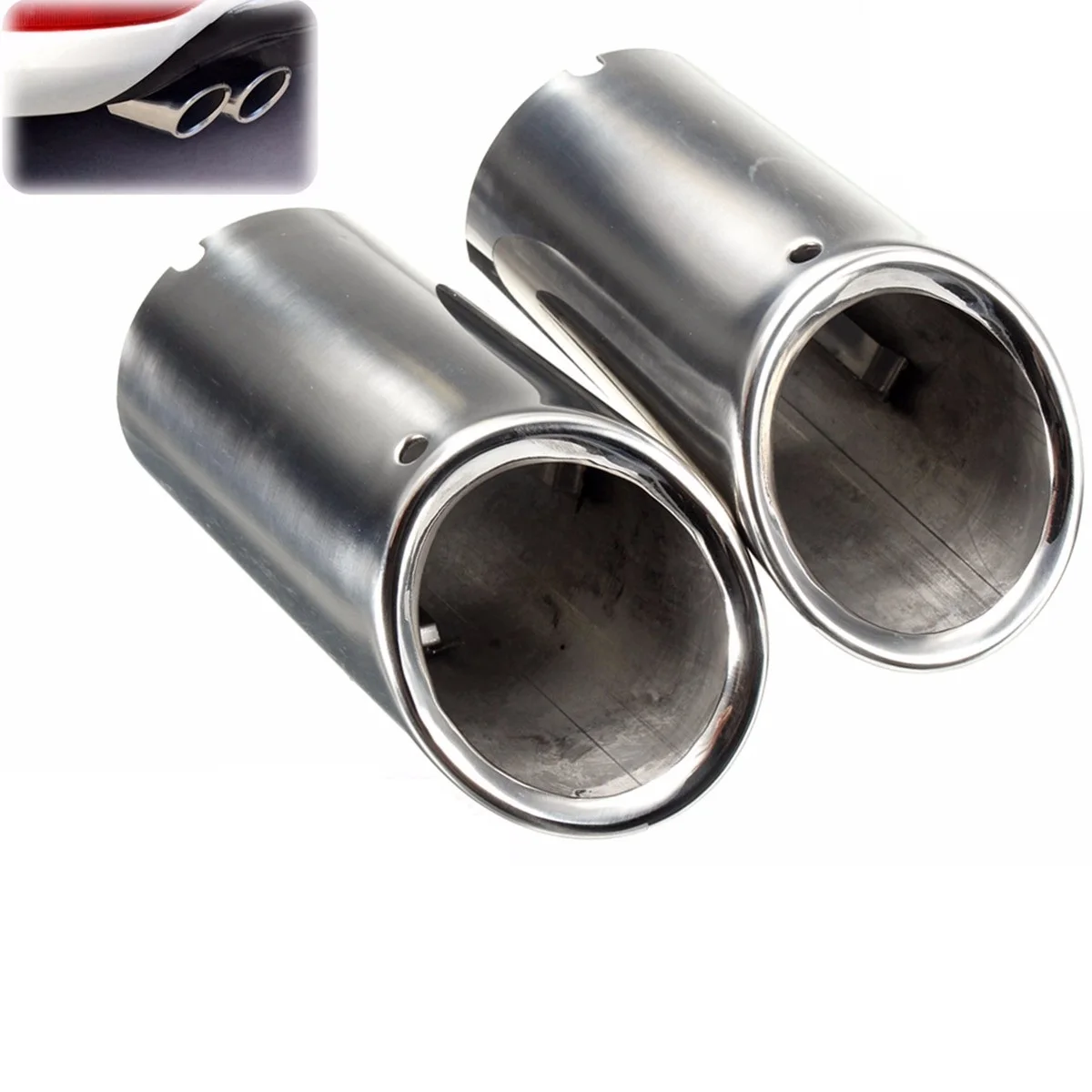 

2Pcs Chrome Car Muffler Exhaust Stainless Steel Tail Pipe Tip For BMW E90 E92 325i 328i 3 Series 2006 2007 2008 2009 2010
