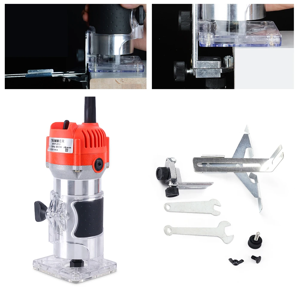 800W 30000rpm Woodworking Electric Trimmer Wood Milling Engraving Slotting Trimming Machine Hand Carving Wood Router