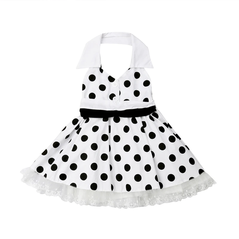 

Cute Girls Dress Polka Dot Print Princess Clothes Ruffle Lace Sleeveless Girls Mini Dress Cotton Children Dresses Party Clothing