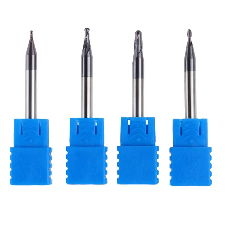 

4PCS Assorted CNC PCB 2D 3D Carving Engraving R0.25/ R0.5/ R0.75/ R1.0 with 1/8 Inch Shank HRC50 Tungsten Carbide End Mill Bits