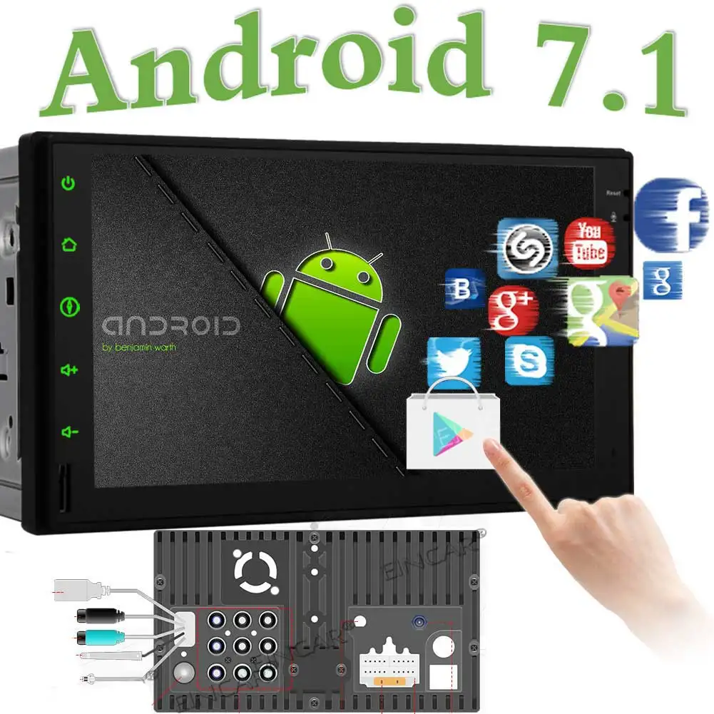 Best Eincar 7 inch Touch Screen Android 7.1 Octa Core Car Radio Stereo In Dash Head Unit Double Din GPS Navigation 1080P Bluetooth 4