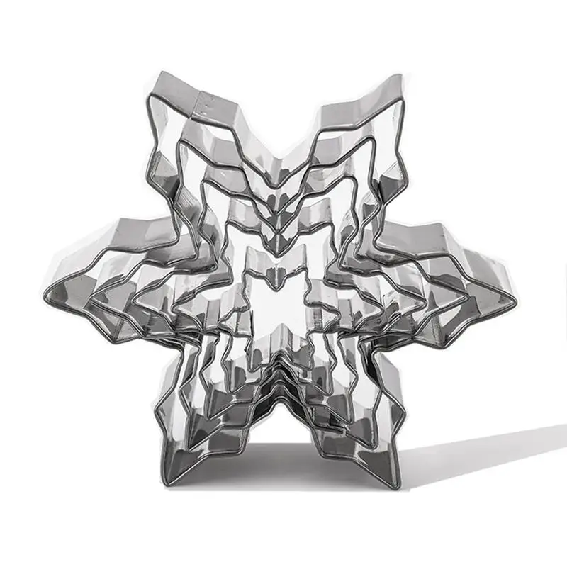 

5Pcs/Set Christmas Snowflake Stainless Steel Cookie Cutters Cake Biscuit Moulds Fondant Icing Mold Kitchen Baking Tools