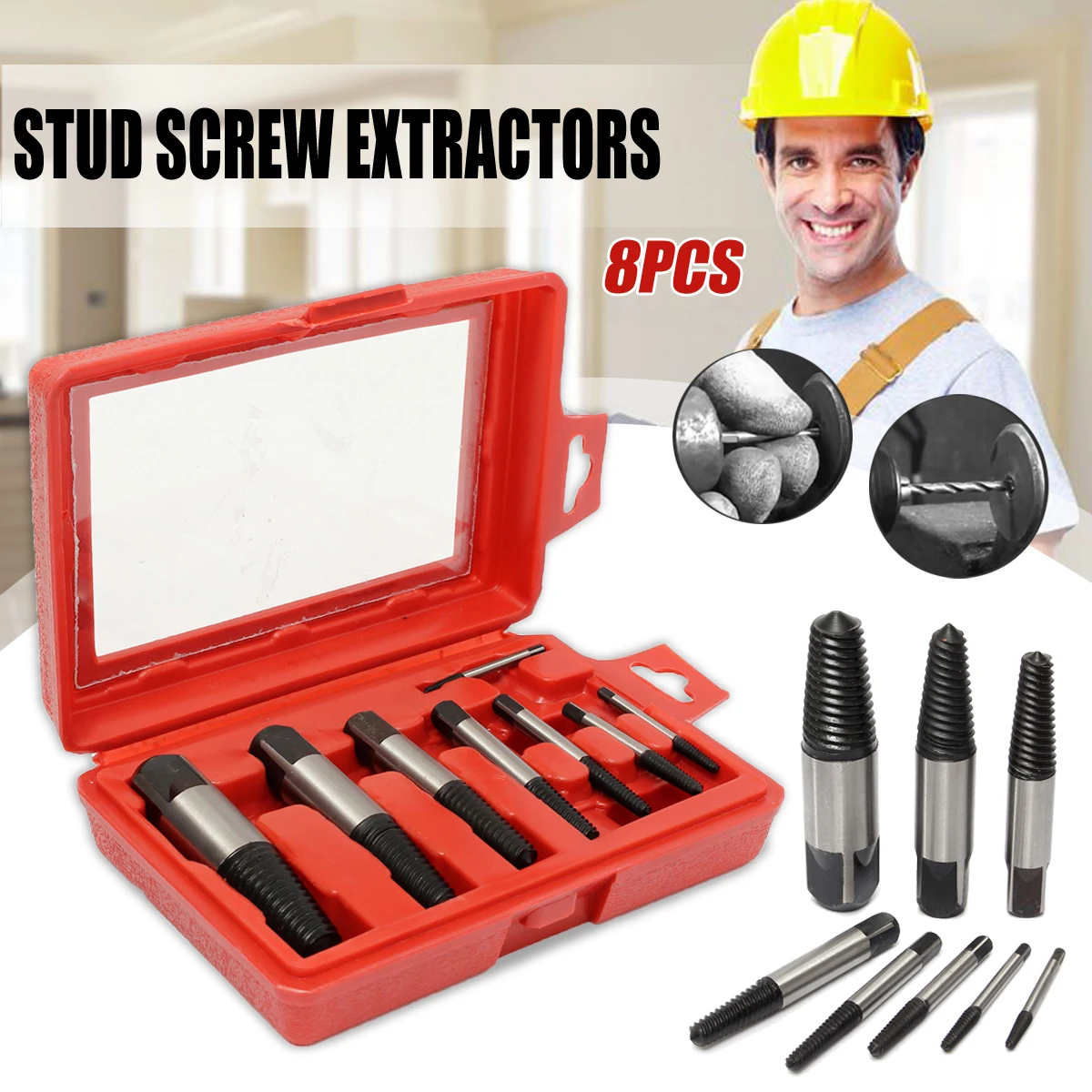 

8Pcs/set Damaged Broken Screws Extractor Drill Bits Easy Out Remover Center Drill Damaged Bolts With Box 4-45mm Drill Bit