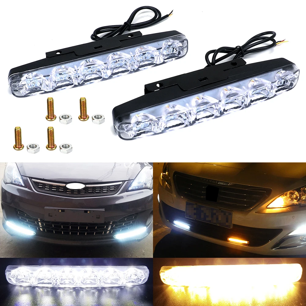 

2pcs Yellow Flowing Flashing Car Turn Signal Light LED 12V DRL Driving Lamp Universal Daytime Running Light For Audi Ford Toyota