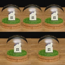 5 шт. прозрачная стеклянная купольная крышка Клош колокольчик сочные террариумы с деревянной пробковой основой для дома спальни офиса кабинета комнаты декор