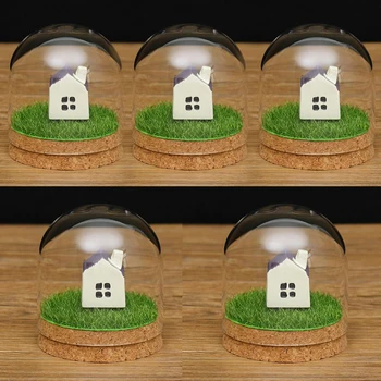 

5pcs Clear Glass Dome Cover Cloche Bell Jar Succulent Terrariums with Wooden Cork Base Home Bedroom Office Study Room Decor