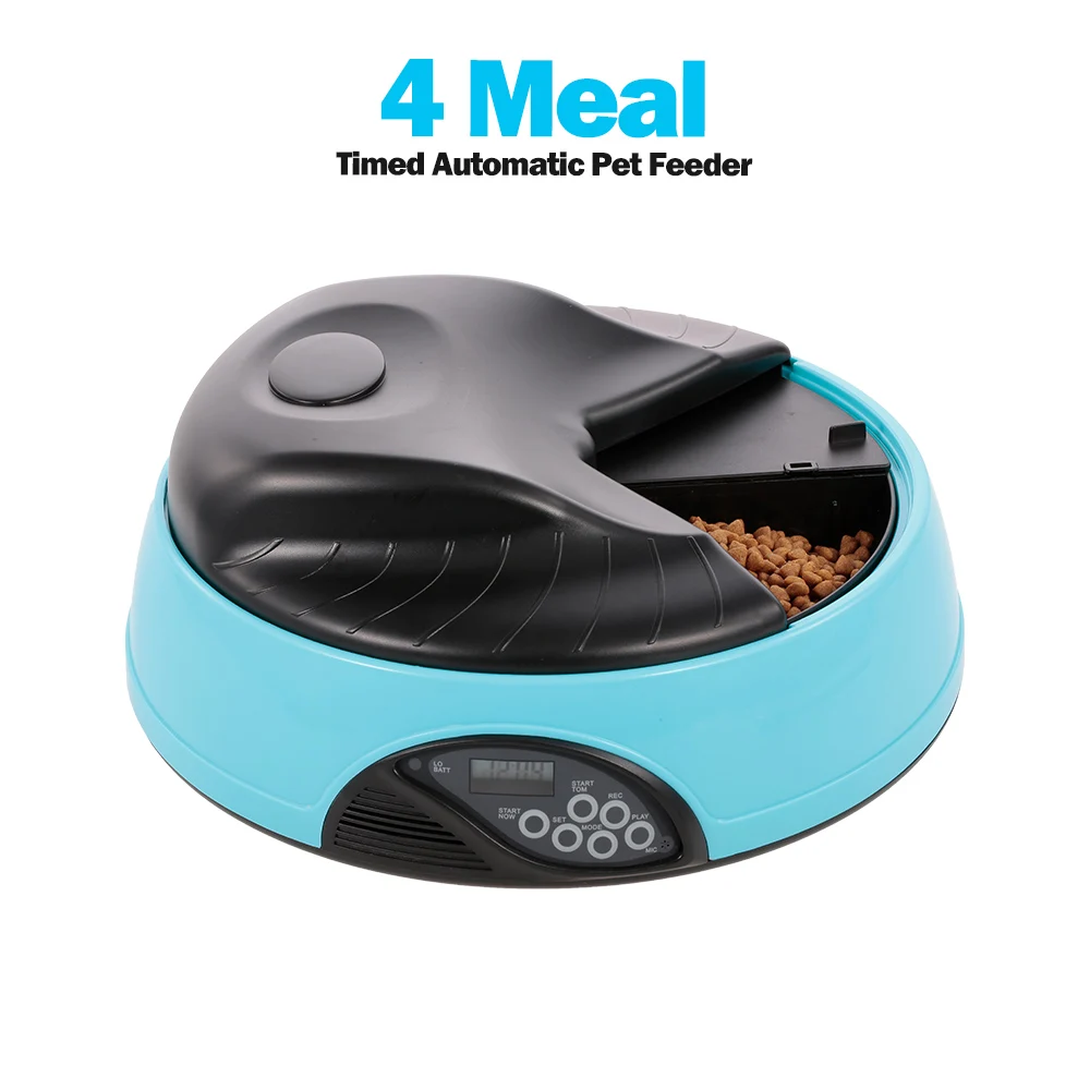 

4 Meal Automatic Pet Feeder Timer Dog Food Dispenser Water Food Bowl for Cats and Dogs Voice Recorder Time Programmable