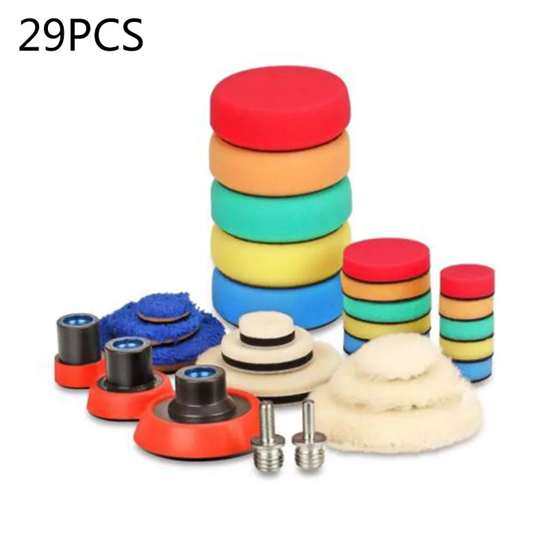 

29pcs Buffing Detailing Polishing Pad Kit Mix Size w/ M14 Thread for Rotary Tool
