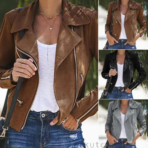 أزياء المرأة رقيقة معاطف السترة زمم السائق رحلة عارضة معطف فوقي أبلى