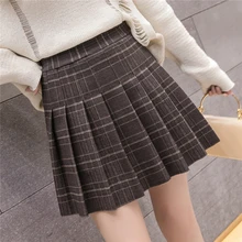 Винтажные юбки женские весна-осень зимняя куртка в Корейском стиле vestido feminina тонкие повседневные новые плиссированные юбки в клетку женский F0351