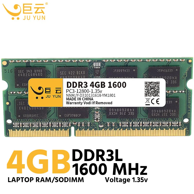 Оперативная память Ju Yun DDR3L 4 Гб 1600 МГц ОЗУ для ноутбука 1066 1333 совместима с
