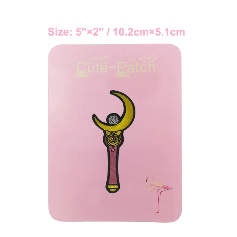 

5" Sailor Moon Moon Stick Cartoon patches clothes TV MOVIE FILM Japan anime Cosplay Costume Embroidered Iron On Badge wappen