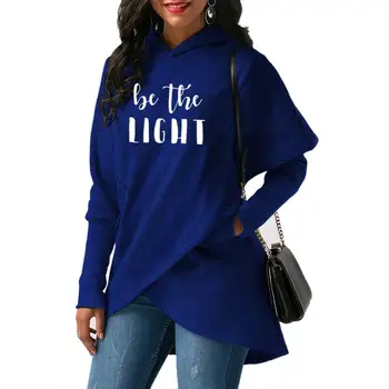

2019 New Fashion Be The LIGHT Print Sweatshirts Hoodies Women Tops Female Casual Loog Sleeve Cross Comfortable Pullovers