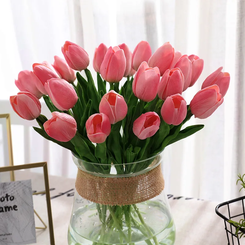 

Artifical Bouquet Tulip Flowers Wedding Decoration Simulation Bride Calla Real Touch Flores Para for Home Garden Deaoration