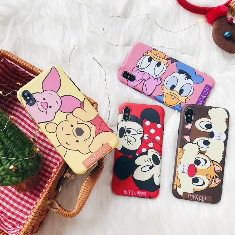 

Cartoon Mickey Minnie Mouse Case For iPhone XS MAX 6 X 8 Plus XR Cover For iPhone XR 7 Pooh Bear Piglet Soft TPU Mobile Fundas
