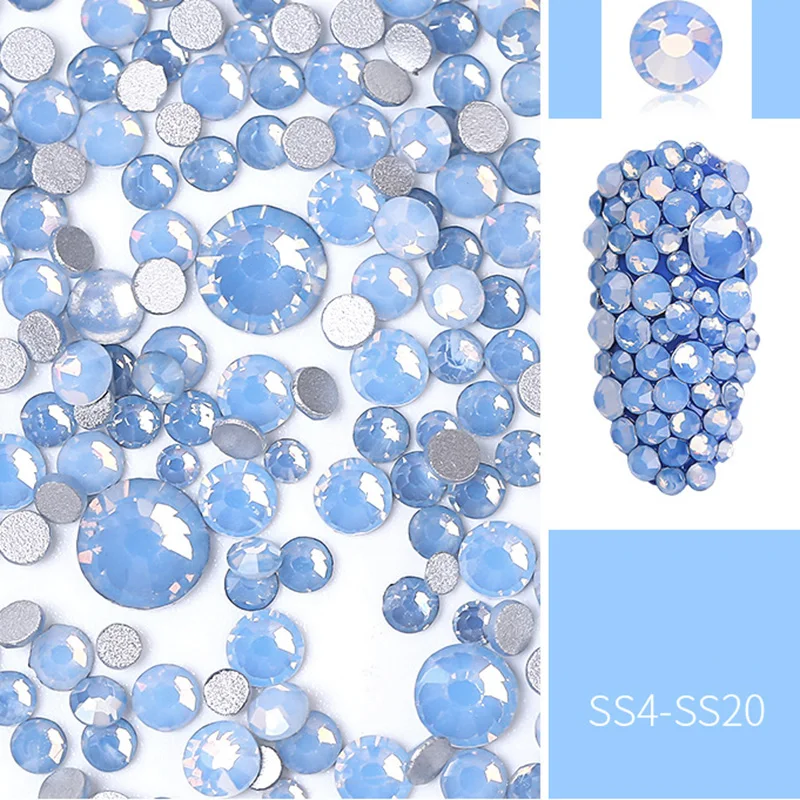 1 Pack Multi Size Opal Nail Rhinestones Flat Bottom Colorful Crystal Glass Gems For DIY UV Gel 3D Art Decorations | Красота и