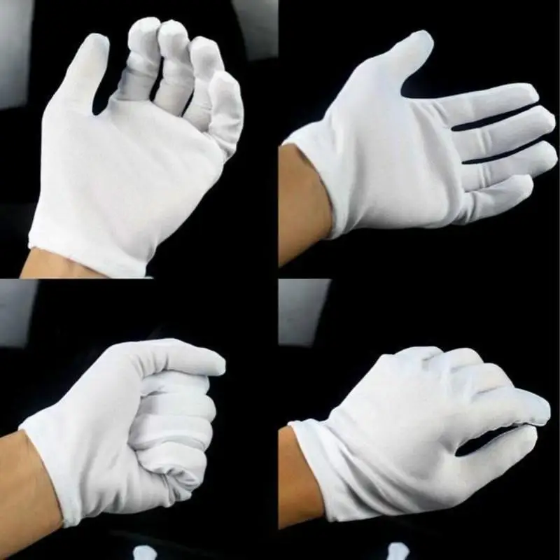 

1 pairs White 100% Cotton Ceremonial Food gloves for male female Serving / Waiters/drivers/Jewelry inspection gloves A30