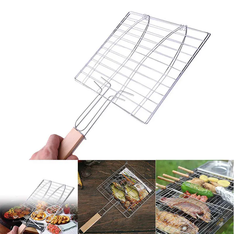 JX LCLYL BBQ Fish Grill Basket Barbecue Fish Meat Grilling Basket Grill
