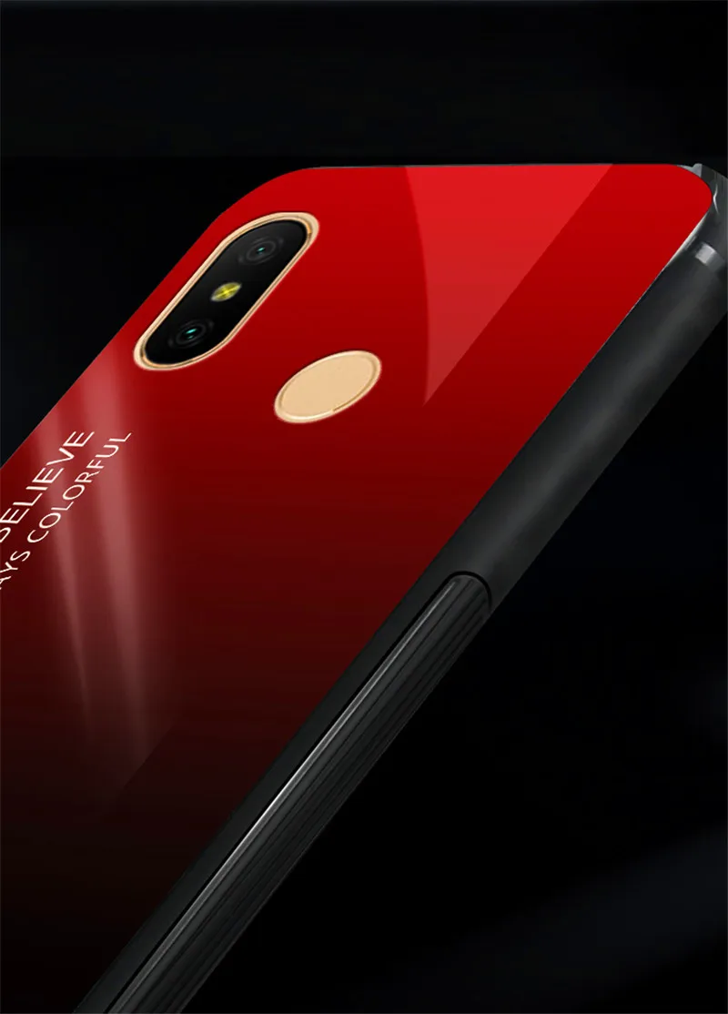 Чехол для Redmi 6 Pro с градиентом Аврора закаленное стекло задняя крышка Xiaomi Redmi6Pro 6Pro