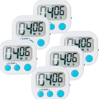 

6 Pack Small Digital Kitchen Timer Magnetic Back And on/off switch minute Second Count Up Countdown