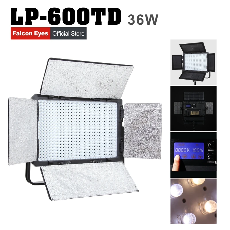 

Falconeyes 36W LED studio light outdoor microfilming photography(BEST XMAS PRESENT) with LCD screen DHL free shipping LP-600TD