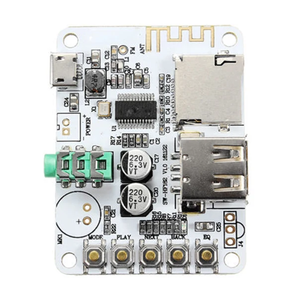 Плата цифрового усилителя с Bluetooth аудио приемником и Usb портом Tf