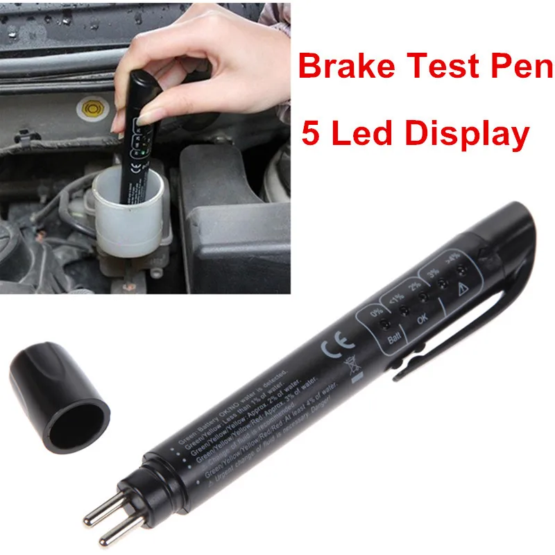 Portable Brake Liquid Tester Pen Mini Brake Fluid Test Pen Led Display Testing Mositure Of Oil For Dot3 Dot 4 No Package