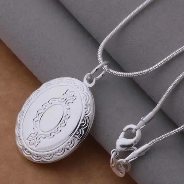 

An741 Hot 925 Sterling Silver Necklace 925 Silver Fashion Jewelry Pendant Oval Plate /hefapvma Birajzya