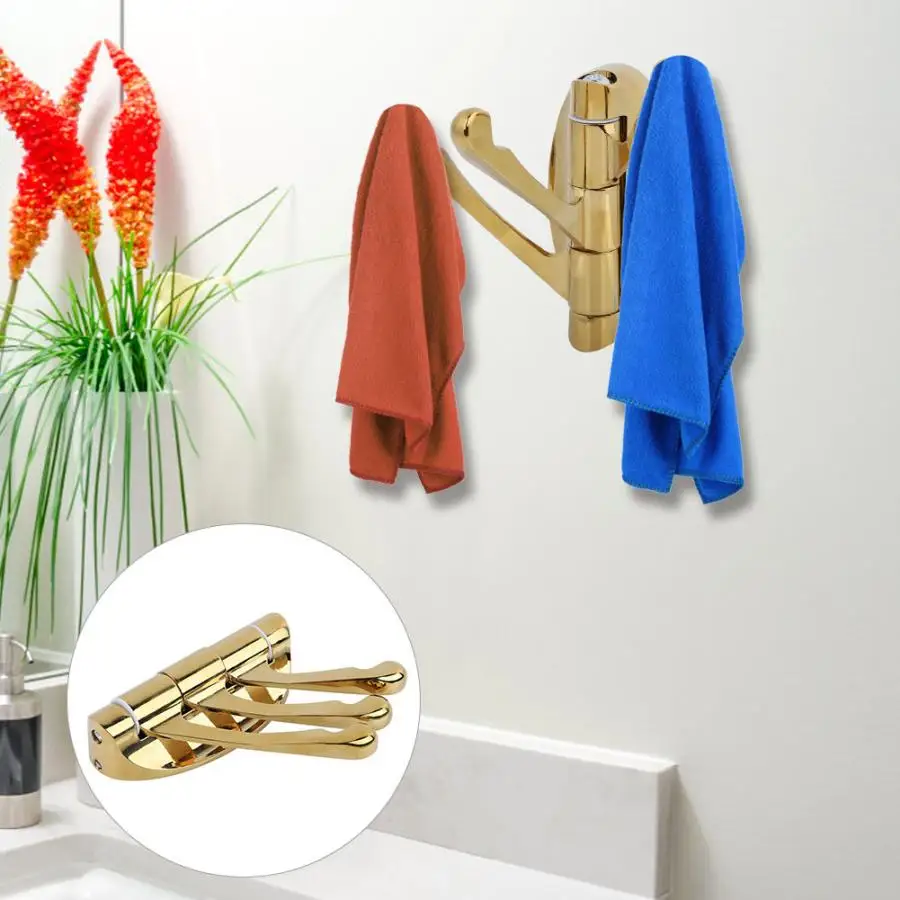 

180 Degree Rotating Movable Hanging Hook Zinc Alloy Clothes Hooks for Bathroom Kitchen Bathroom Wall Hook Rack