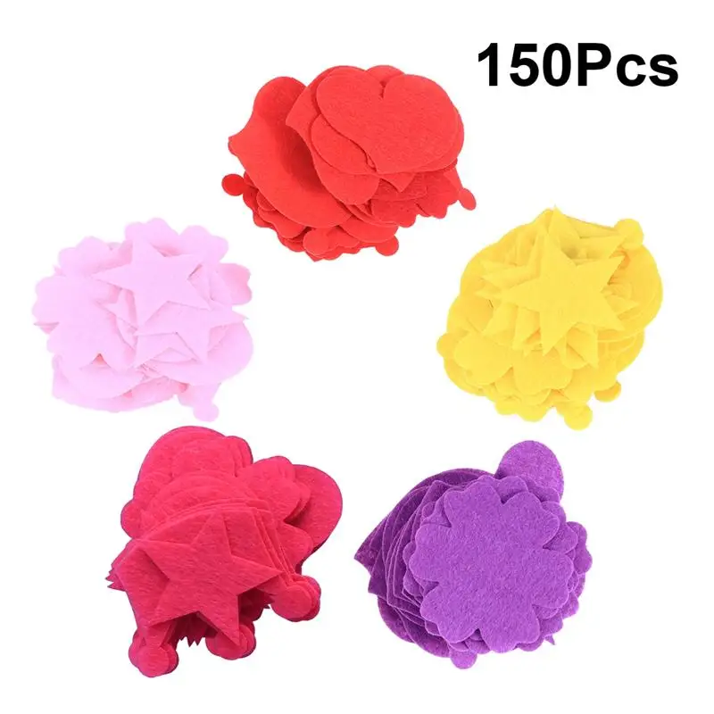 

150pcs Multifunctional Soft Colorful 5 Styles Craft Felt Flowers for Scrapbooks Children DIY Crafts Sewing Card Making