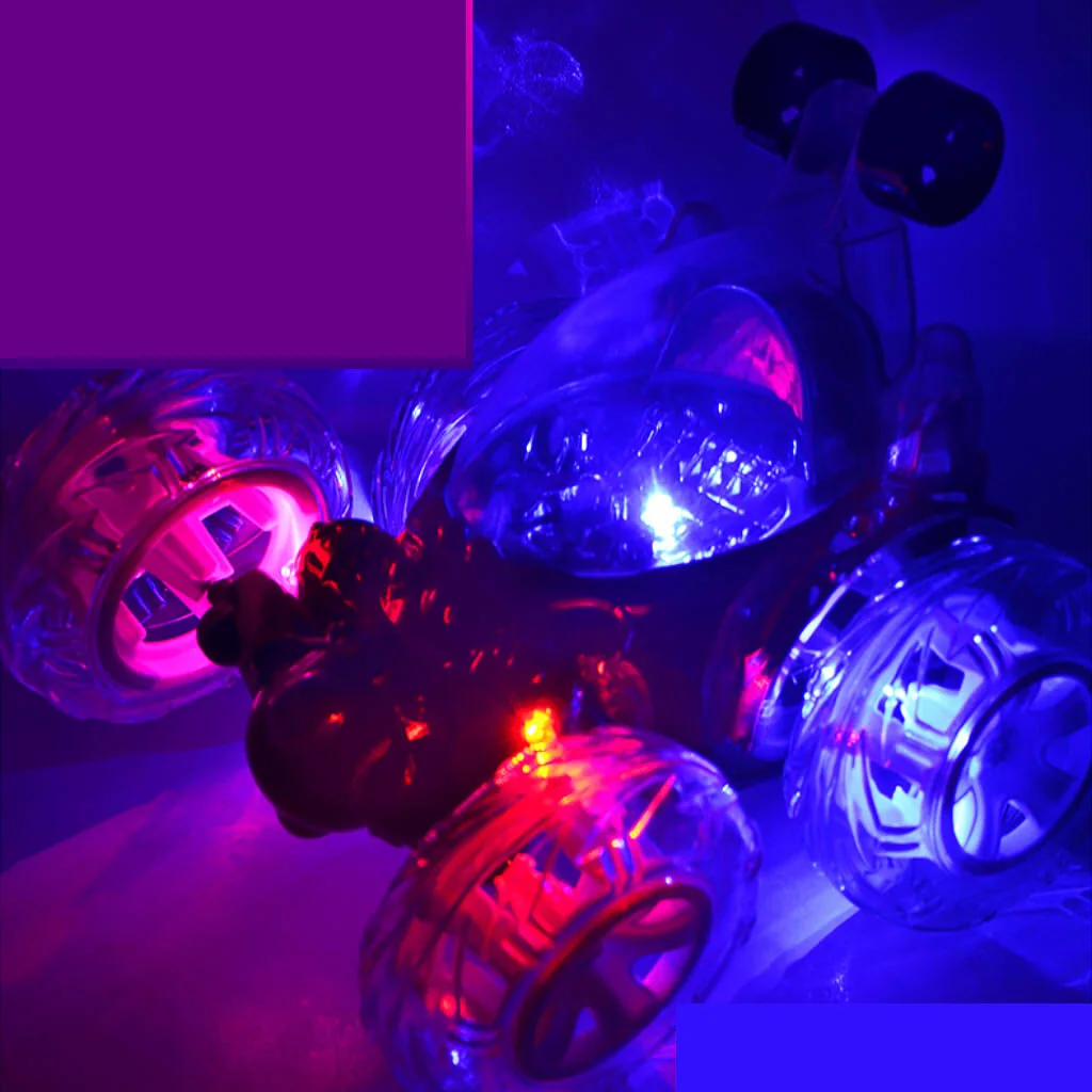 Веселый акробатический трюк rc автомобиль, радиоуправляемый светодиодный перезаряжаемый автомобиль с мигающие светодиодные фонари и музыкальный переключатель игрушки дети розовый