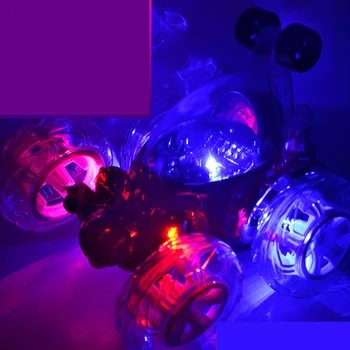 

Fun Acrobatic Stunt RC Car, Radio-Controlled Rechargeable Vehicle with Flashing LED Lights & Music Switch Toy Kids Pink