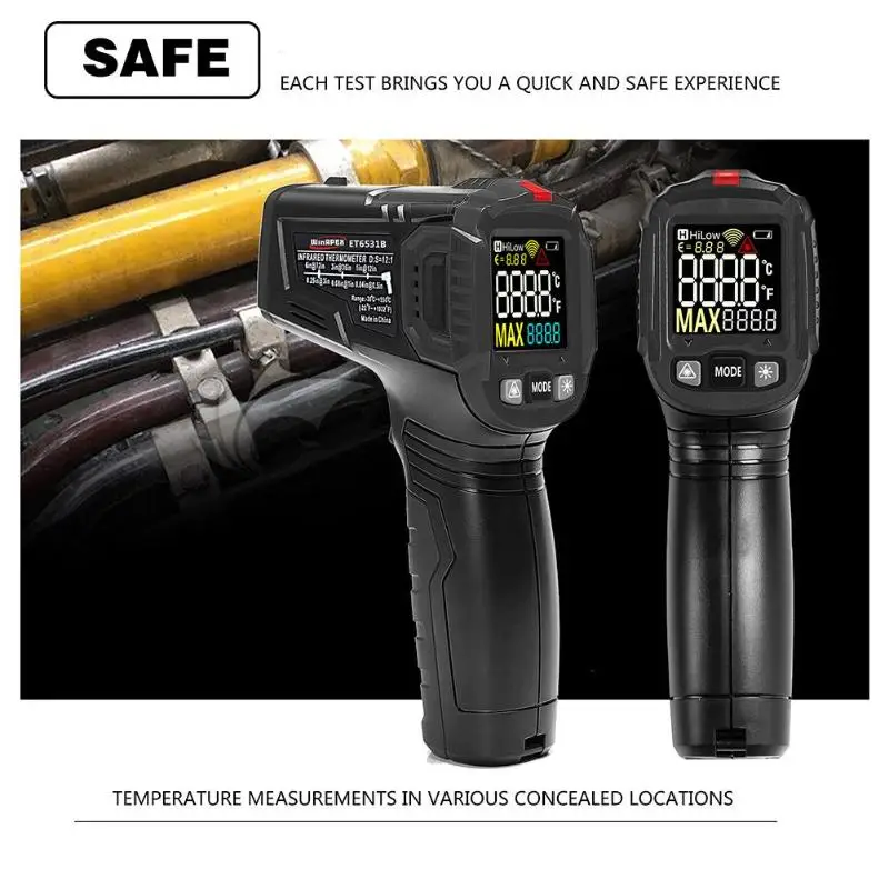 

Non-contact Infrared Thermometer Digital Thermometer Hygrometer Pyrometer Laser Thermometer Gun Humidity Temperature Meter Black