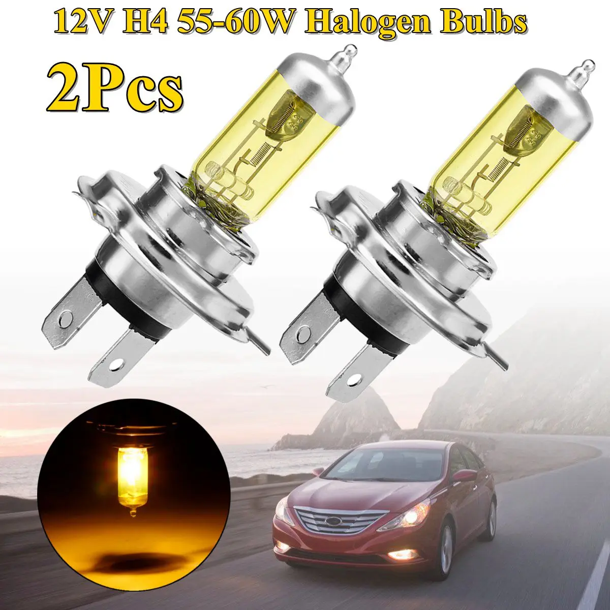 

1/2 Pcs h4 55w Lamp 6000k/3000k 12v Yellow Front Fog Lights Halogen Bulb Car Headlight Daytime Running Lights