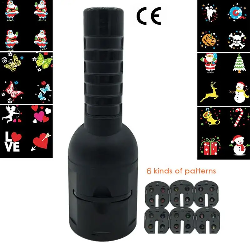 

6 Patterns Outdoor LED Laser Projector Christmas Led Rechargeable Portable Children's Flashlight Light Toy Christmas Projection