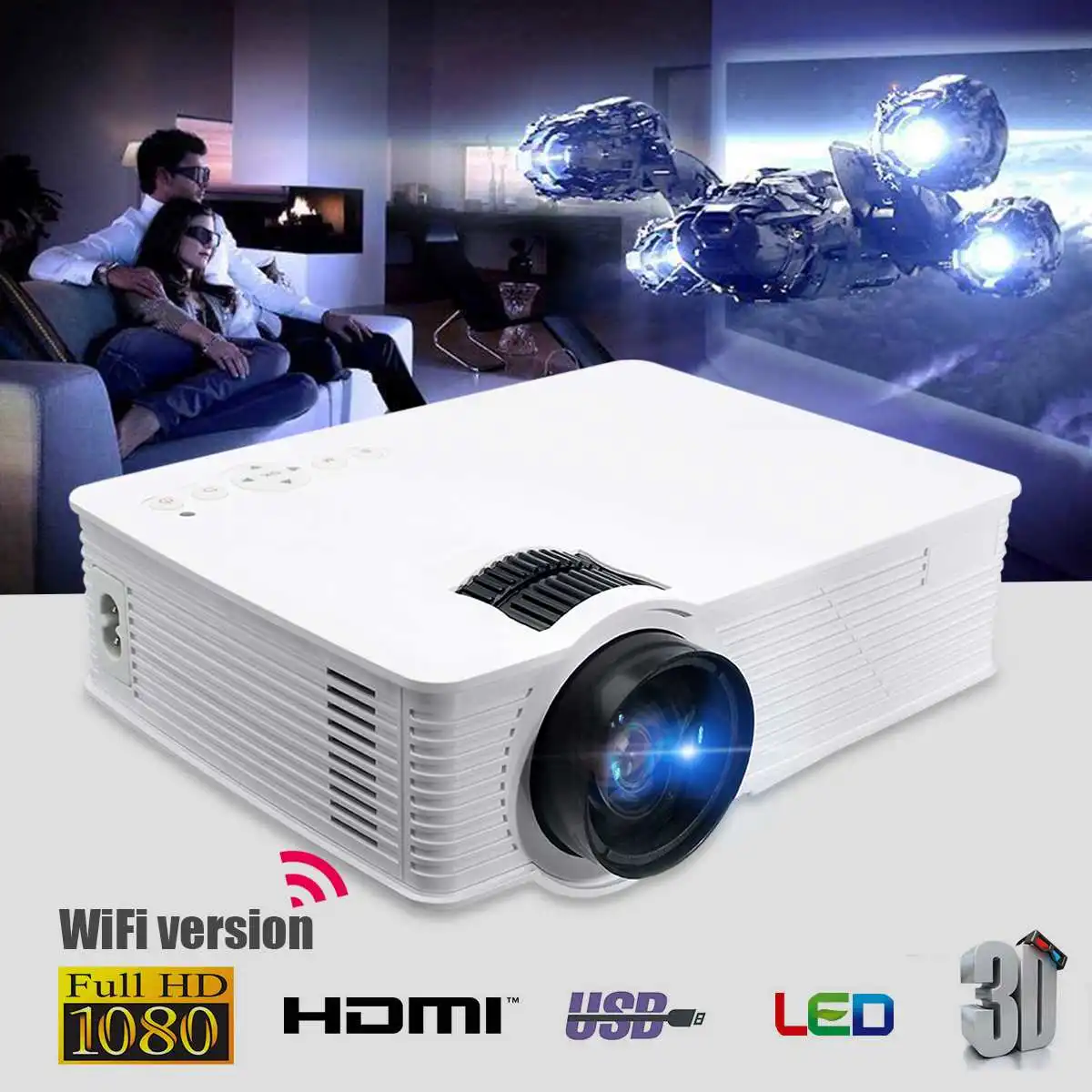 

Thinyou GP-9 White Wifi version LED Projector 3000 Lumens 1080p Full HD Led Projector Digital Home Theater