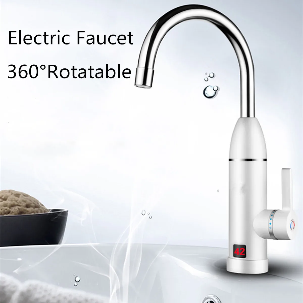 

AU Plug Electric Kitchen Water Heater Tap Instant Hot Water Faucet Heater Tankless Water Heater with Temperature Display 220V