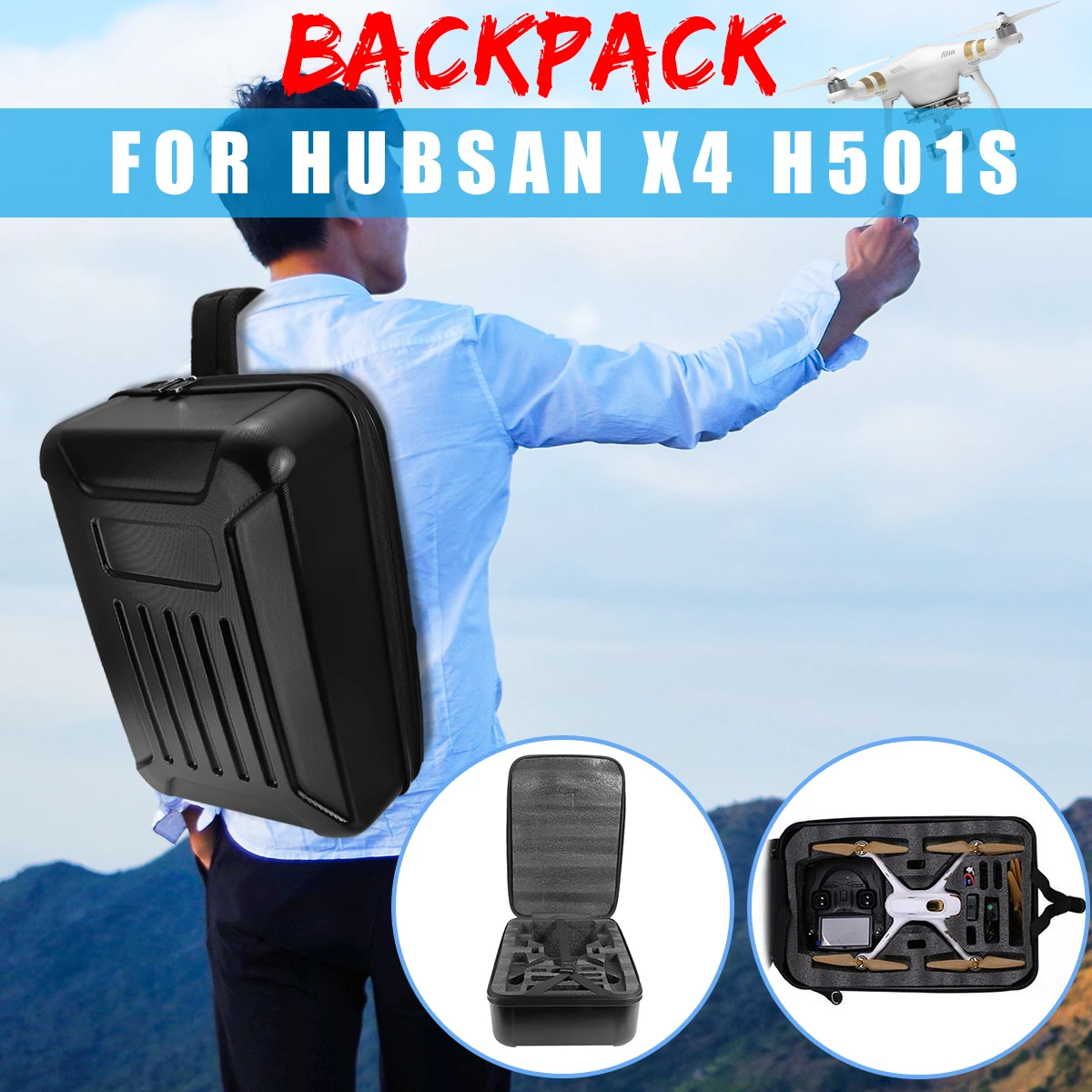 Черный водонепроницаемый жесткий футляр для рюкзака Hubsan X4 H501S & H501C чехол