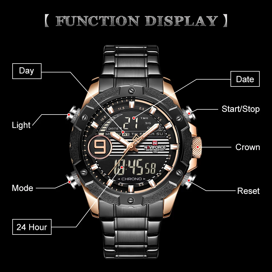 NAVIFORCE Men Creative Fashion Quartz Wrist Watch Waterproof Men's Military Sport Watches Business