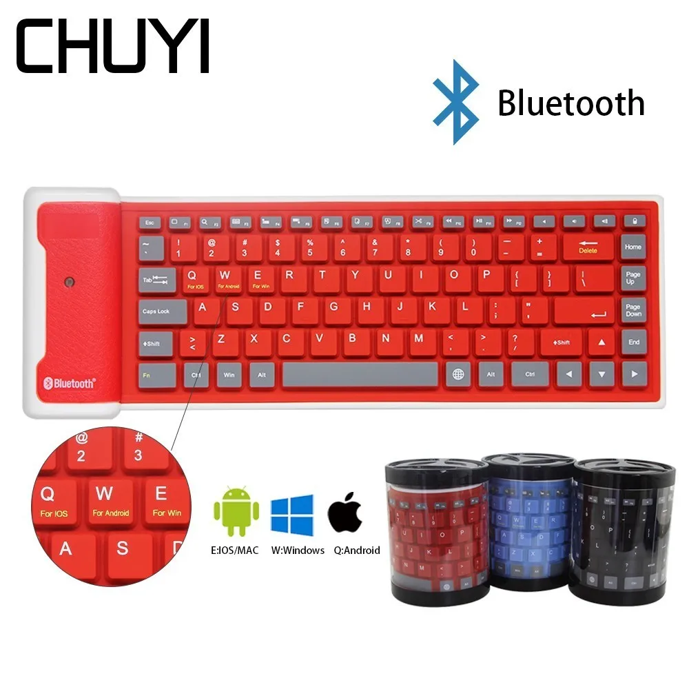 

Blutooth Wireless Keyboard Flexible Waterproof Foldable Teclado Soft Silicone Mini Gaming Keyboard For Tablet Computer Laptop Pc