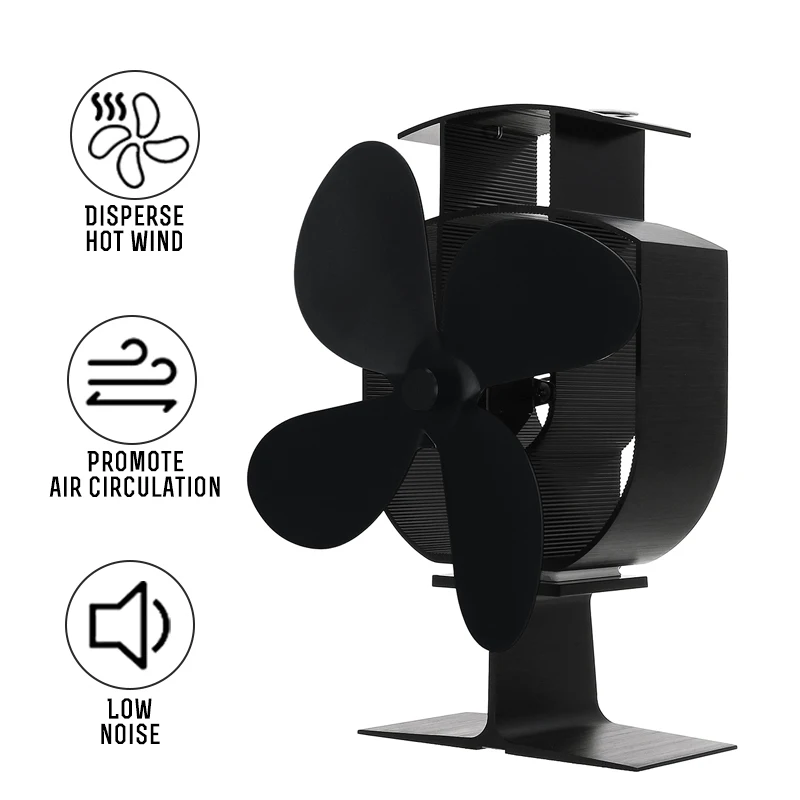 

4 Blade Silent Heat Powered Stove Fan Log Wood Burner Eco Friendly Quiet Home Fireplace Fan Heat Distribution Fuel Saving