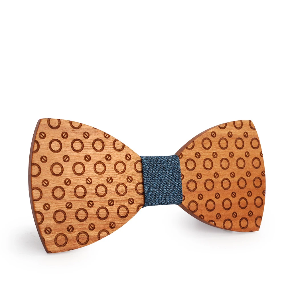 

2019 new imported cherry wood wooden bow tie bow men's dot print handmade fashion trendy wedding engagement party gift