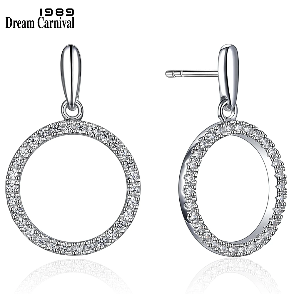 

DreamCarnival 1989 Recommend Sterling Silver Women Zirconia Earrings Elegant Simple Round Nice Gift Choice Wholesale SE17837-1S