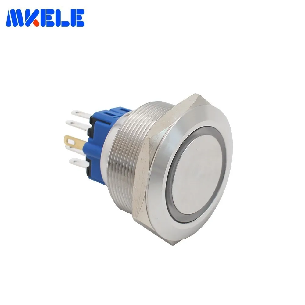 

19mm Dc24v Led Waterproof Momentary Self-locking Metal Push Button Switch 1 No 1 Nc Ip67 Red