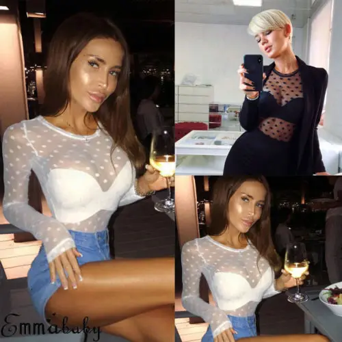 2019 женские кружевные прозрачные сетчатые Женские топы с длинным