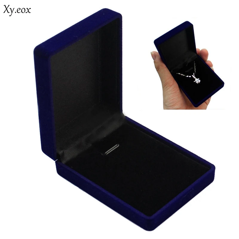 

New Vintage Velvet Plastic Royal Blue Jewelry Box Gift for Ring Bracelet Necklace