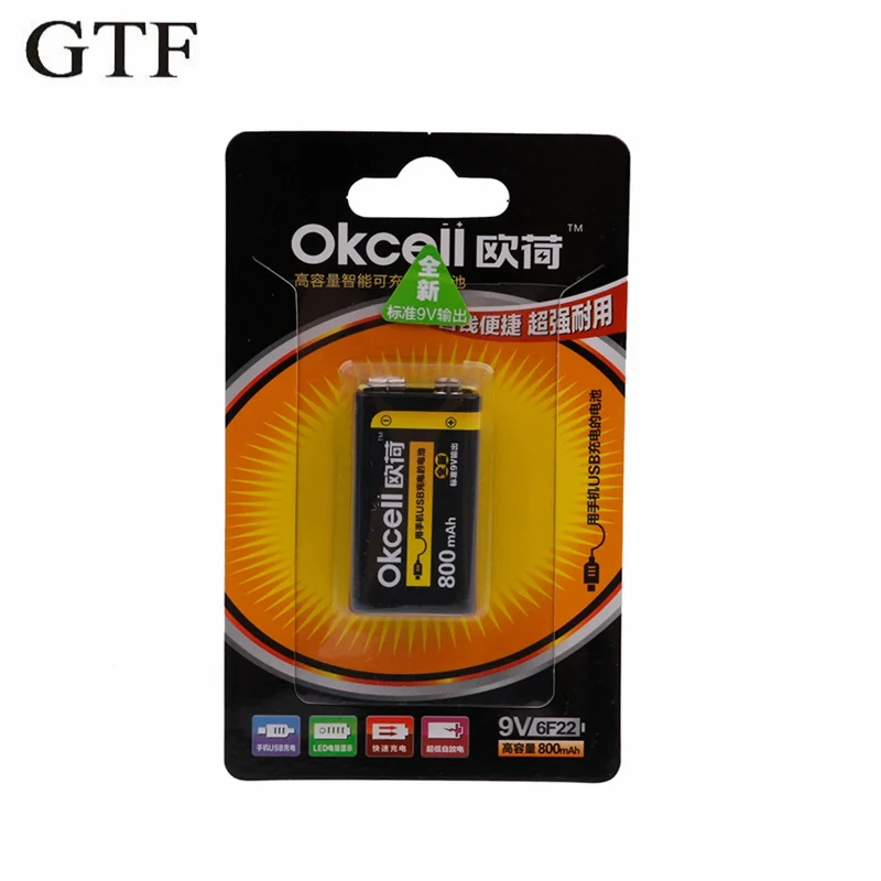 GTF 9 В/6F22 800 мАч USB литий-ионная аккумуляторная батарея Портативный Micro с дисплеем